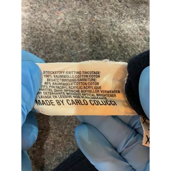 VTG 90s carlo Colucci Navy Blue Red Jumper Sweater Crewneck XXL - Picture 4 of 5